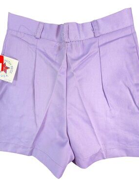 Gazelle Pleated Shorts Womens 3/4 Lavender Poly Cotton High Waisted Vintage 80s